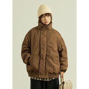 GoodNorth冬日系复古纯色多口袋保暖羽绒服男女宽松立领工装外套
