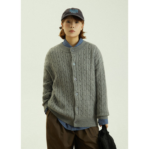 GoodNorth秋冬麻花毛衣开衫外套