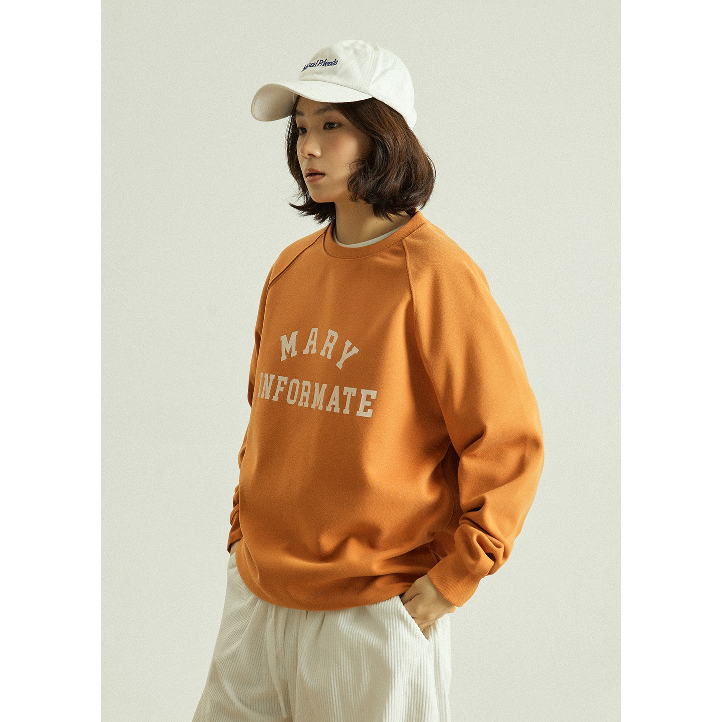 GoodNorth美式复古字母印花圆领卫衣男女款春季慵懒宽松套头上衣