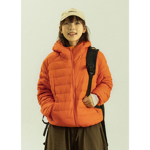 GoodNorth冬季户外橘色排骨羽绒服男女款加厚保暖白鸭绒连帽外套