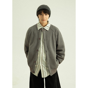 GoodNorth日系复古华夫格外套男女同款宽松秋冬加绒加厚开衫卫衣