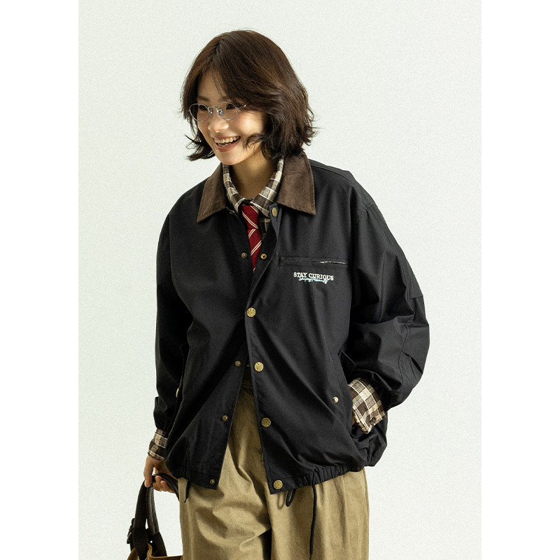 GoodNorth灯芯绒翻领夹克男女款日系复古中性风休闲工装短款外套,女装/女士精品,短外套,淘宝优惠券,粉丝福利购,淘宝优惠卷