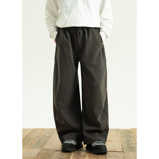 GoodNorth日系复古休闲运动卫裤男女中性风宽松垂感阔腿弯刀裤子