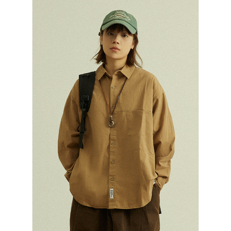 男女同款秋季纯色工装宽松薄外套