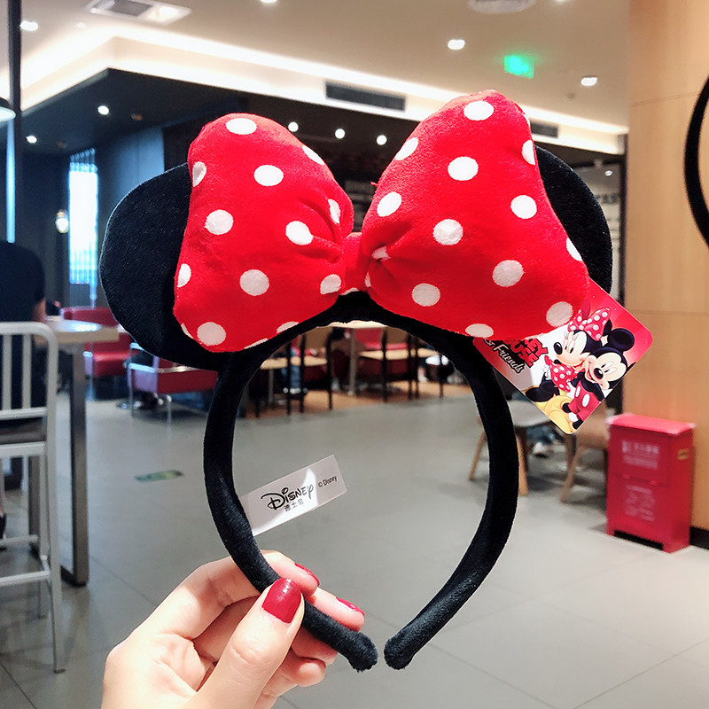 迪士尼发箍正版游乐园情侣发卡通儿童米妮耳朵大蝴蝶结头箍头饰女
