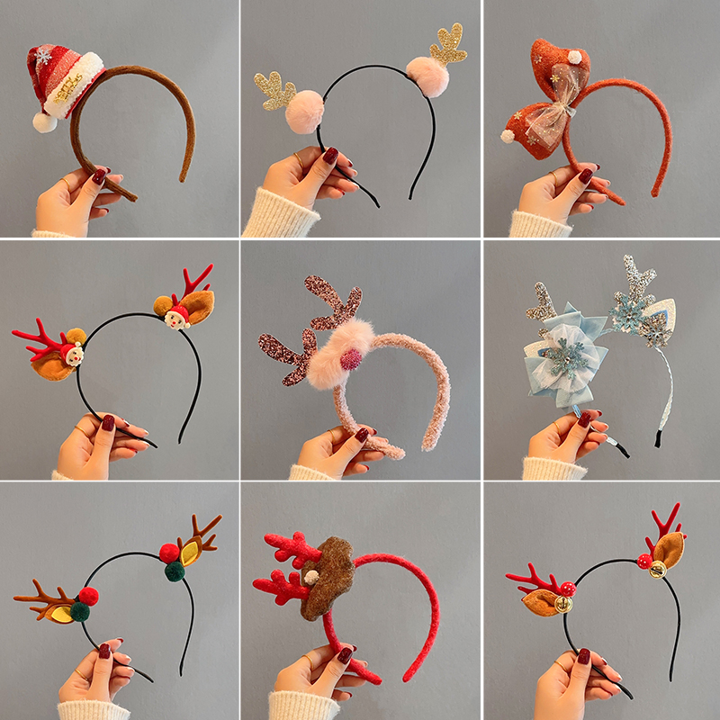 创意圣诞节发夹头饰款网红麋鹿发卡可爱女节日装饰成人发饰发箍