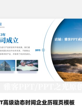 PPT高级动态时间企业历程页模板