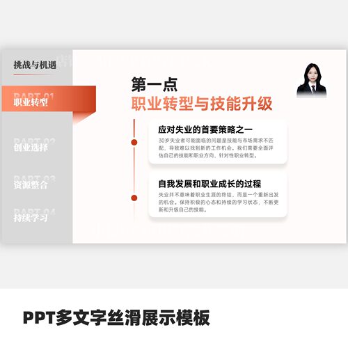 PPT四点内容多文字丝滑展示模板