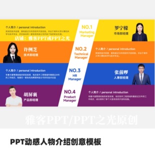 PPT彩色多动感多人物介绍