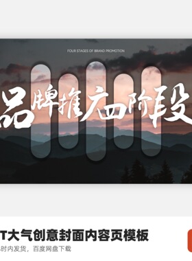 PPT大气创意封面页内容页模板（5页）