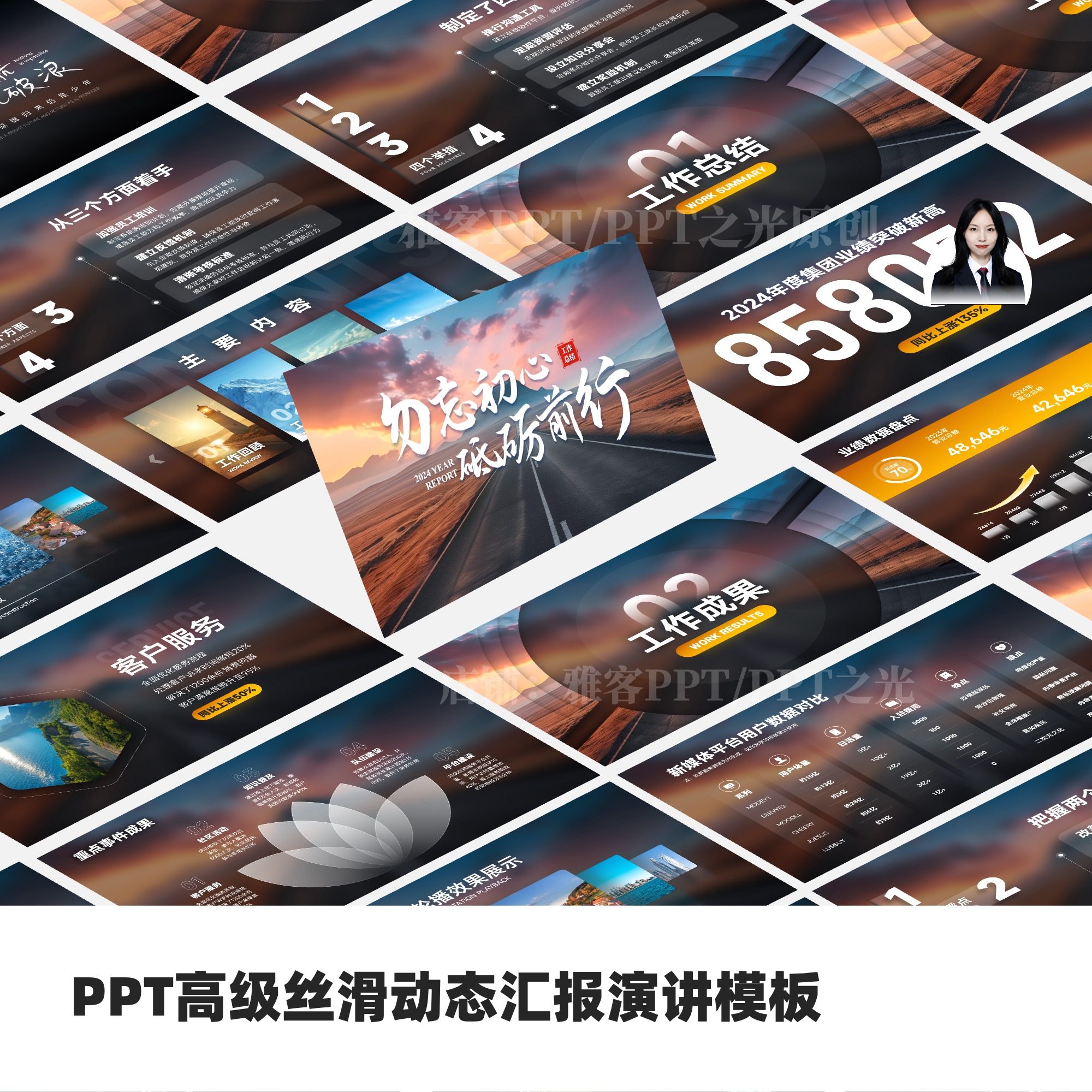 PPT高级丝滑动态工作汇报总结演讲ppt模板（不支持WPS）