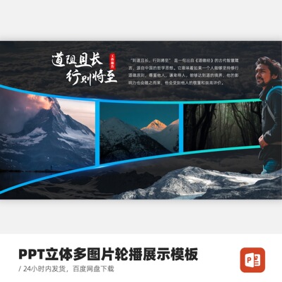PPT立体多图片轮播展示模板（含图片替换服务，限25张以内）