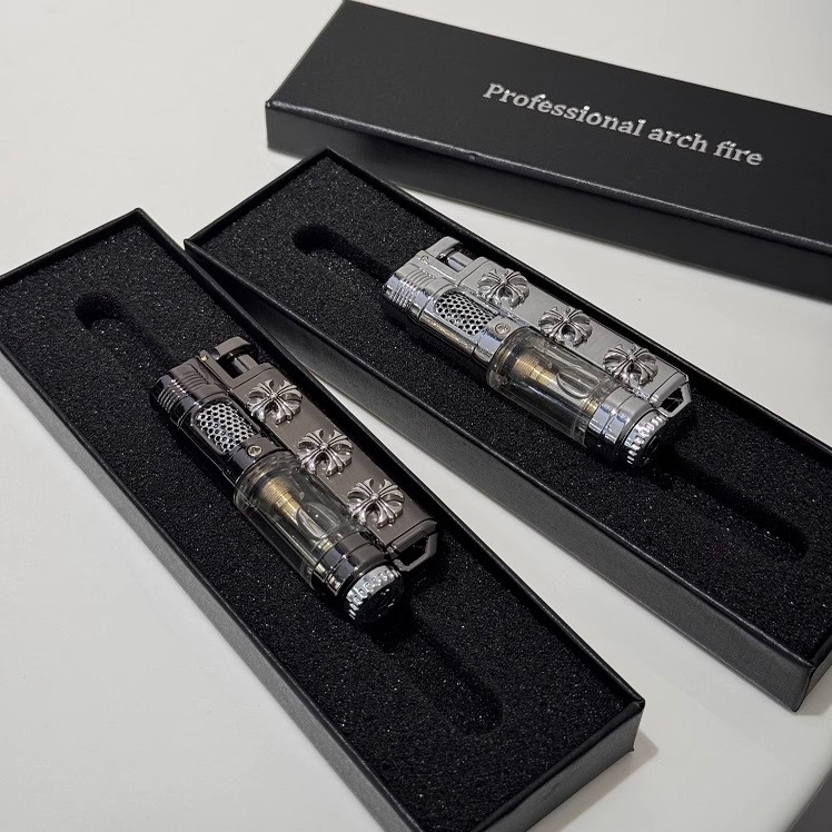 雪茄打火机可循环使用 金属蓝色直冲火焰复古充气金属创意礼物男