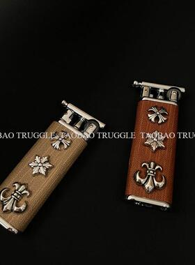 原创pu皮老钱风打火机复古送男友美拉德合金砂轮个性创意机打火机