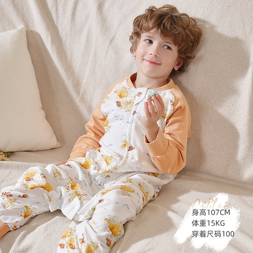 四季婴儿睡袋竹棉棉纱布薄款