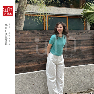 SALE日本MUJI无印良品正品 女式不均匀编织纱短袖T恤(圆领)