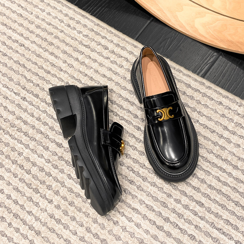 小码女鞋子313233粗跟单鞋乐福鞋