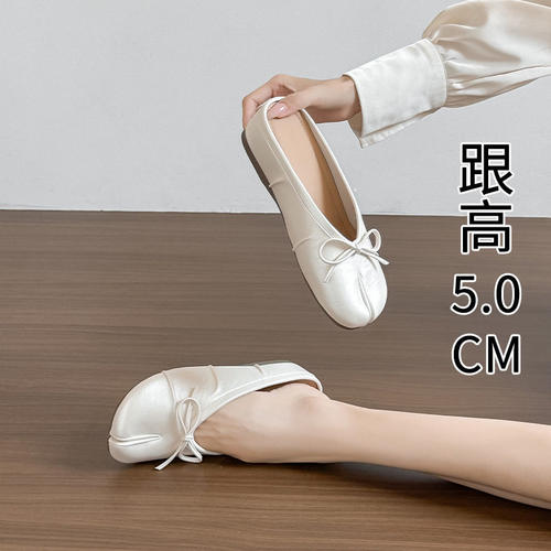 特小码女鞋包头拖蝴蝶结增高鞋