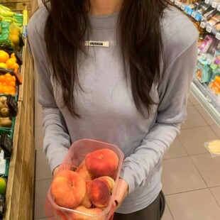 UNDERSON韩国东大门25秋冬新款长袖简约纯色天丝修身女圆领打底衫