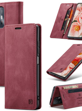 适用于小米11t手机壳真皮mi 11 11t 10t 10i 12 12x 12s 12t 13 lite pro保护套头层牛皮磁吸翻盖式软胶内壳