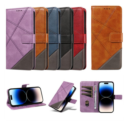 适用于荣耀Honor Magic5 Pro/X7B/X8B手机套拼接撞色格纹保护套翻盖式皮套软硅胶外壳全包边防摔插卡支架商务