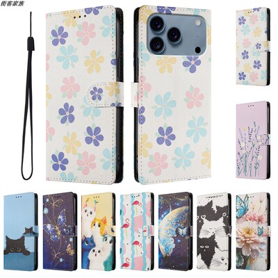 适用于三星Galaxy A16/A36/S25 Plus Edge Ultra 4G 5G手机套可爱彩绘保护套翻盖皮套防摔软硅胶外壳插卡支架