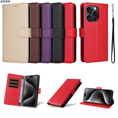适用于小米Poco M7 Pro 5G国外版手机套翻盖式保护套荔枝纹皮套软硅胶全包边外壳防摔插卡防盗刷时尚男女款
