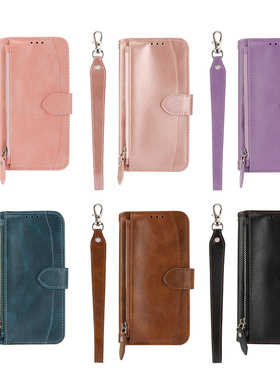 适用于三星A52 A52S A53 A73 A04E A14 A24 A34 A54 A04S F04 A12 A22 A32 A42手机壳5G拉链钱包款皮套保护套