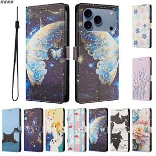 适用于Tcl Nxt Paper 60 Ultra 手机套可爱卡通彩绘保护套翻盖皮套防摔软硅胶壳插卡支架时尚简约个性男女款