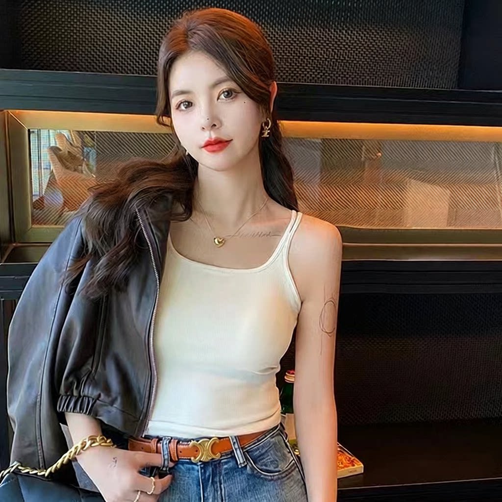 新款韩版简约保暖背心双肩带吊带女士背心秋冬保暖内搭小背心