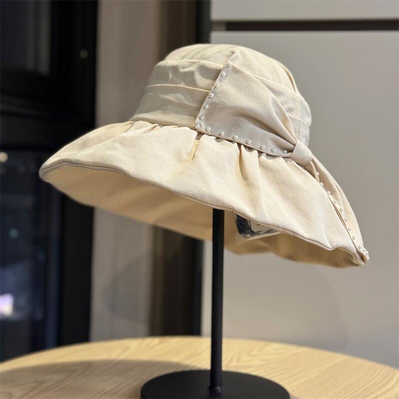 韩版蝴蝶结宽檐防晒帽女夏季遮阳帽显脸小度假户外防晒大帽檐时尚