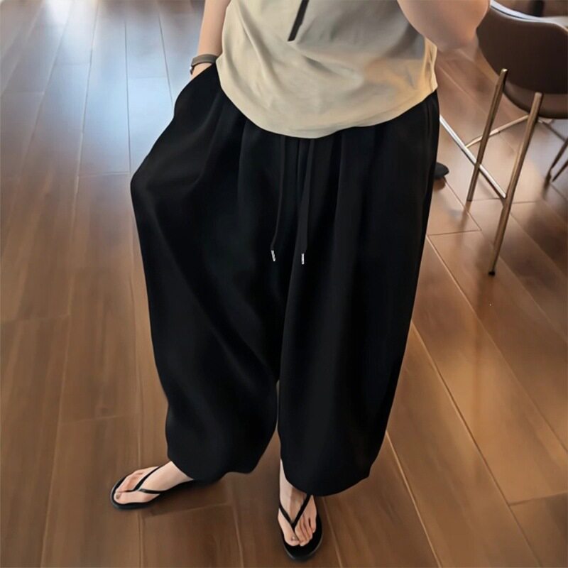 孕妇冰丝灯笼裤夏季薄款无托腹宽松显瘦直筒哈伦萝卜裤休闲九分裤