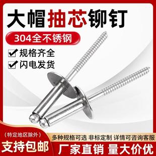 304全不锈钢大帽抽芯铆钉大头拉铆钉大帽沿拉铆钉拉钉大扁头柳钉