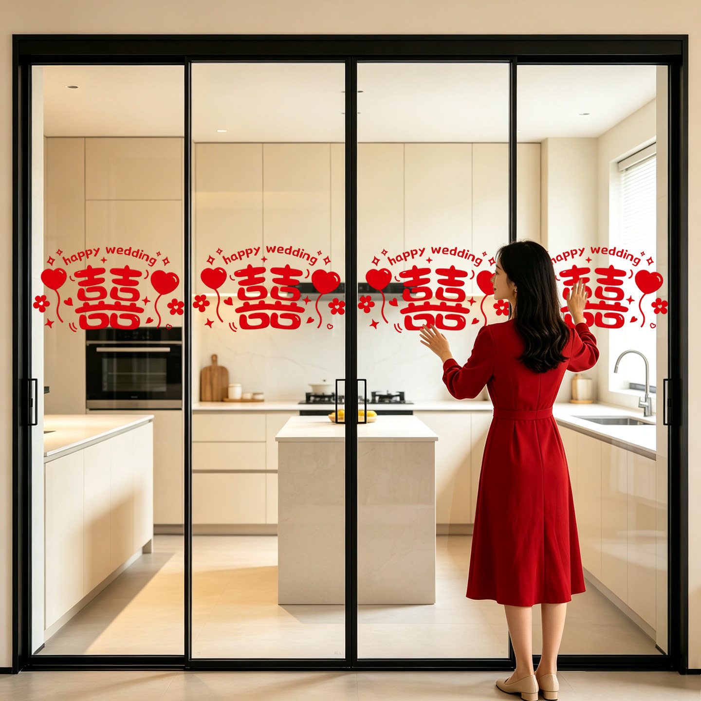 结婚专用喜字静电贴玻璃门贴纸图片