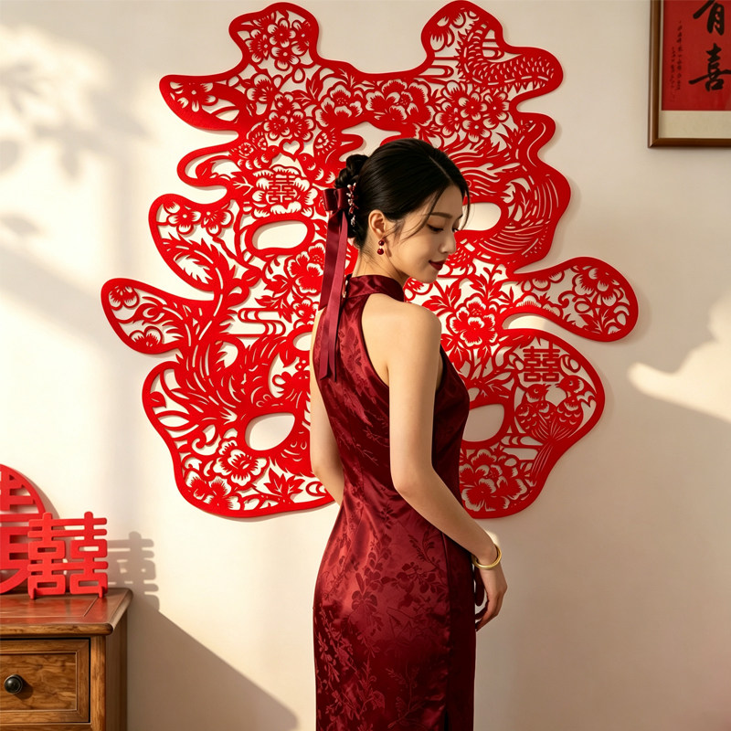 超大喜字贴女方闺房拍照道具图片