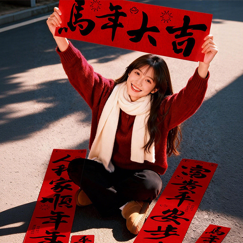 跨年拍照道具2026马年春节过年手持对联新年拍摄视频场景氛围装饰,节庆用品/礼品,节日装扮用品,淘宝优惠券,粉丝福利购,淘宝优惠卷