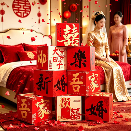 订婚堆堆盒酒店婚房布置立体堆头