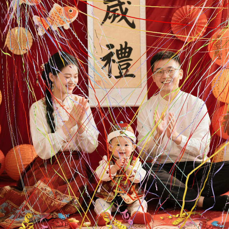 满月拍照道具手抛彩带手扔礼花