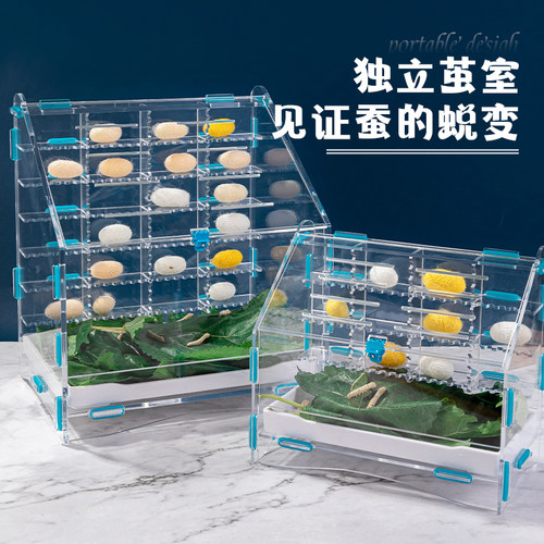 蚕宝宝别墅透明亚克力蚕房观察学生宝宝屋幼儿园养蚕盒子科普DIY
