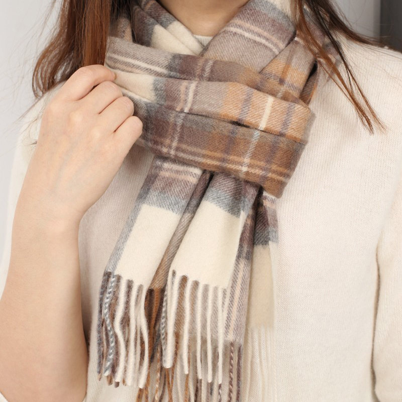 经典格子纯羊绒围巾男女通用
