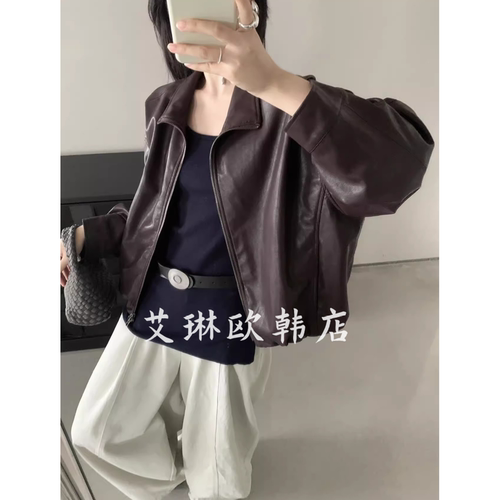 浅之夏QZX10578秋皮衣外套女百搭