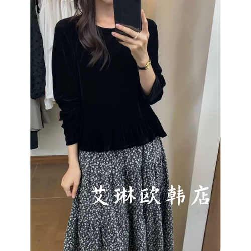 9161简约百搭丝绒上衣女