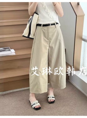5.14~1610夏南油欧货配腰带简约风显瘦百搭八分镰刀裤休闲裤子女