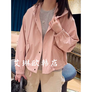 欧货连帽抽绳宽松休闲短外套防晒长袖 新款 上衣女 9813夏装 3.21