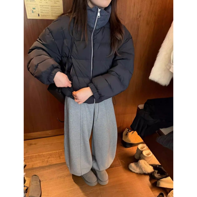 8321撞色格子90白鸭绒羽绒服