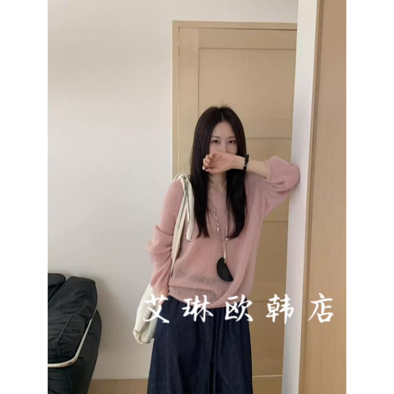 26158幼马海毛羊毛长袖针织衫