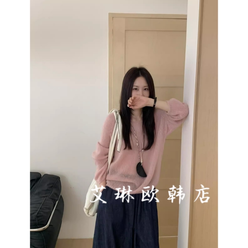 26158幼马海毛羊毛长袖针织衫