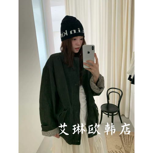 米鹿8753秋款碎花牛仔外套夹克女