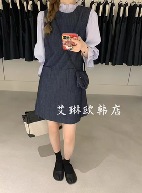 福利不退9roove九禾26089~韩系配小包圆领气质名媛风无袖连衣裙女