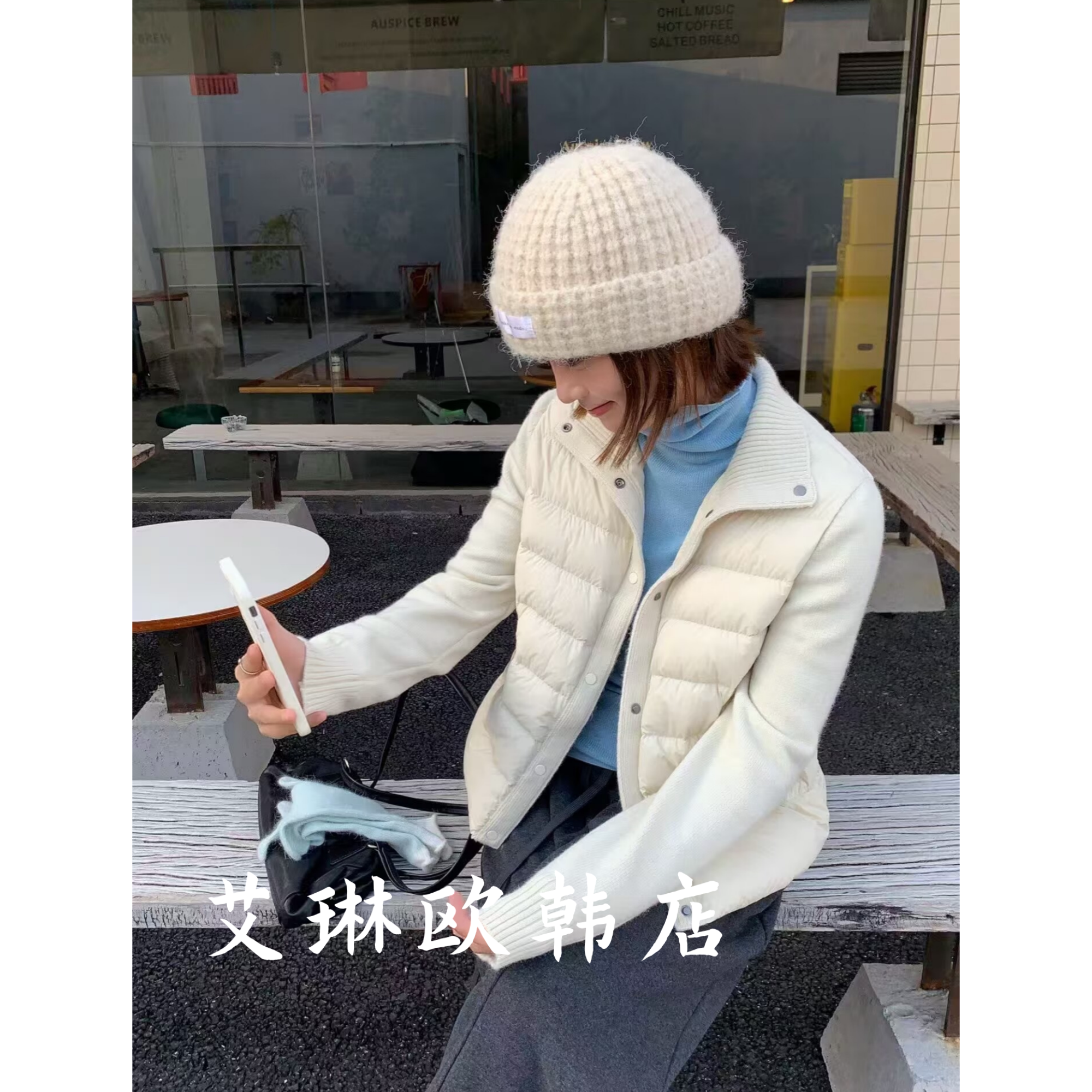 66880-1拼针织袖90白鸭绒羽绒服